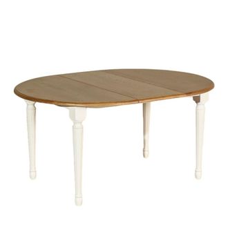 Robin des Bois Mesa redonda de roble con 1 extensi&oacute;n para 4/6 cubiertos blanca