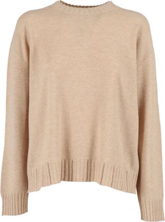 Fabiana Filippi Round-neck Knitwear, female, Beige, Size: XL Maglia Girocollo in Platinum