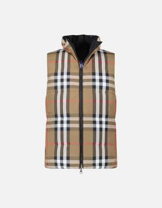 Burberry Mens Burberry Lowick Reversible Down Gilet Black & Check - Size: Regular/36