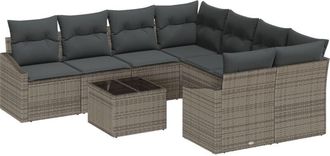 vidaXL Garden Sofa Set with Cushion Manual 9 pcs Grey 55 x 55 x 37 cm vidaXL