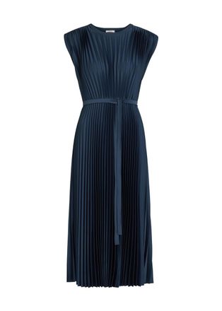 Joseph Volta Pliss&eacute; Satin-crepe Midi Dress - Indigo - 44 (UK16 / XL)