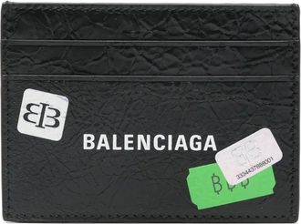 Balenciaga logo-plaque leather cardholder - men - Lambskin - One Size - Black
