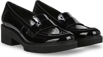 Naturalizer Womens Naturalizer Dakota Flats Black Patent Patent Lug Sole Loafer HAWK1517
