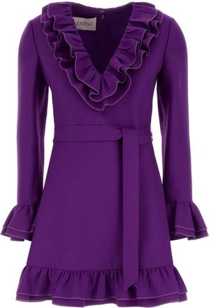 Valentino Garavani Purple Wool Blend Mini Dress