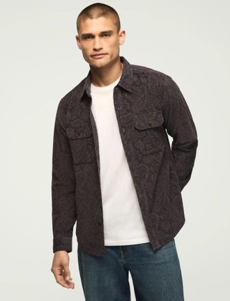 Lucky Brand Mens Print Corduroy Long Sleeve Workshirt