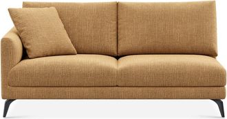 Castlery Lena Left Arm 2 Seater Sofa Customized, (Washed Chenille) Caramel (Matte Black Legs), Machine Washable, Removable Covers for Sofas, Brown, Castlery