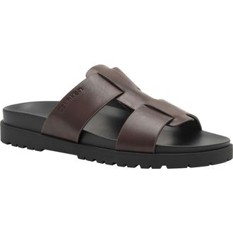 Calvin Klein Rolinde Lug Sole Slide Sandal in Dark Brown at Nordstrom Rack, Size 10
