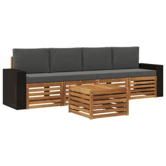 vidaXL Conjunto De Sof&aacute;s De Exterior 5 Pcs Natural Y Antracita Vidaxl