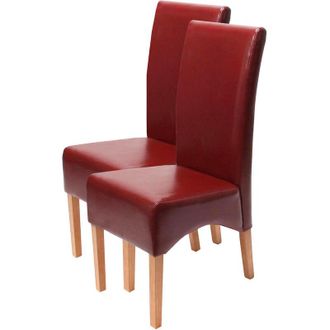 Hhg Hhg - Nunca Usado] Lote De 2 Sillas De Comedor Silla De Cocina Silla Latina, Cuero, Rojo, Patas Claras