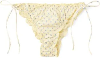 Mango Floral Print Cheeky Bikini Bottoms in Pastel Yellow at Nordstrom, Size X-Small