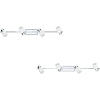 Loops 2 PACK Wall Light Colour 4 Spots Chrome Plated & White Steel GU10 4x5W Included