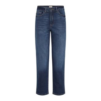 Ichi Ichi, Jeans, Dames, Blauw, W30, Katoen, Donkerblauwe Cropped Jeans Straight Leg