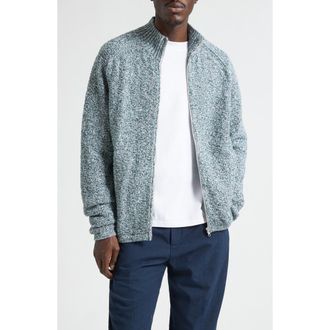 Palmes M&eacute;lange Cotton Blend Full Zip Sweater in Off-White/Green at Nordstrom, Size X-Large