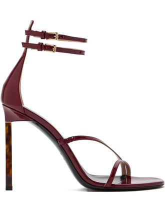 Tom Ford 110mm double-buckle tortoiseshell-heel sandals - women - Leather/Patent Leather/Leather - 41.5 - Red