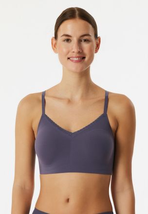 Schiesser Bustier SCHIESSER Invisible Soft Lace, Damen, Gr. 36, N-Gr, blau (indigo), Single Jersey, Obermaterial: 75% Polyamid, 25% Elasthan, BHs Bustier, herau