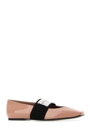 Givenchy Womens Pink Leather Squared Ballerinas Deeepred Ballerine Flat Shoes