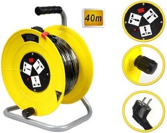 Trade Shop Trade Shop - Prolunga Tamburo Con Avvolgicavo 3 Prese Europee 40 Metri Schuko 16a Avvolgi Cavo