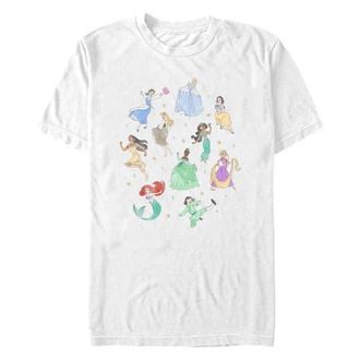 Disney Mens Disney Distressed Princesses Circle Graphic T-Shirt in White at Nordstrom, Size Xxx-Large
