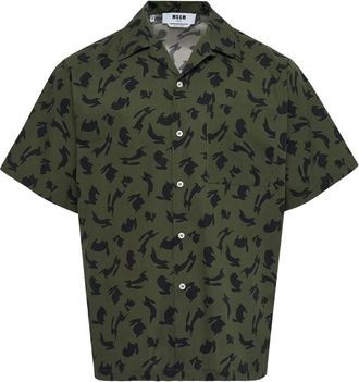 Msgm Camicia con stampa e bottoni - Verde