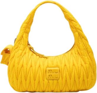 Miu Miu Pre-owned Wander Hobo Bag - Dames - Vintage Schoudertas - Geel - ONE Size - Nylon - Vintage