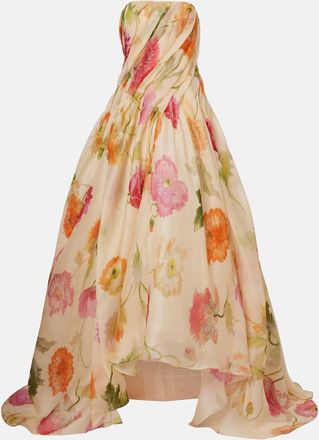 Carolina Herrera Floral silk organza bustier gown