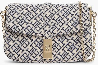 Tommy Hilfiger Womens Jacquard Monogram Turnlock Crossbody - Space Blue