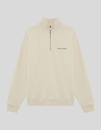 Lyle & Scott Lyle And Scott Mens Heavyweight Script 1/4 Zip Sweatshirt - Tan - Size: 44/Regular