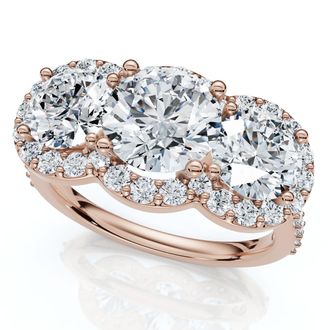 Pompeii3 Certified 3 3/4Ct Three Stone Diamond Engagement Ring 14k Gold Lab Grown