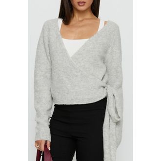 Princess Polly Tonee Wrap Cardigan in Grey at Nordstrom, Size X-Small