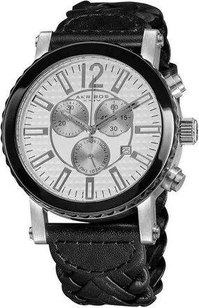 Akribos XXIV Akribos Chronograph Black Leather Mens Watch AK571BK