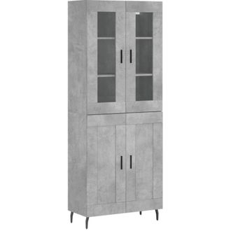 vidaXL Vidaxl - Aparador Alto Madera Contrachapada Gris Hormig&oacute;n 69,5x34x180 Cm