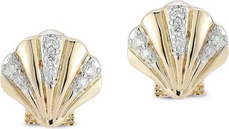 Mateo Bijoux Orecchini a conchiglia in oro 14 carati con diamanti