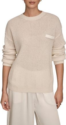 DKNY Waffle Stitch Wool & Cashmere Sweater in Cream/Gold at Nordstrom, Size X-Large