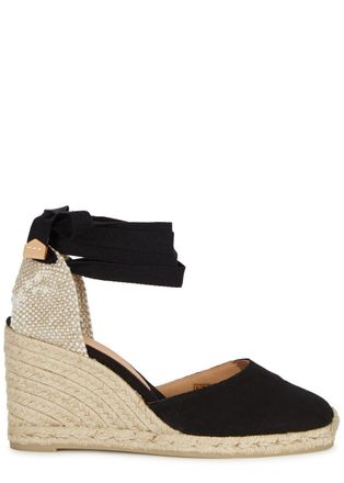 Castaner Carina 80 Canvas Wedge Espadrilles - Black - 8