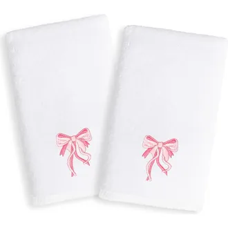 Linum Home Textiles 2-Pack Embroidered Hand Towel in White/Pink at Nordstrom Rack