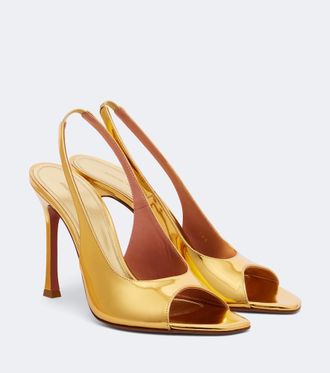Amina Muaddi Alexa mirrored leather slingback sandals