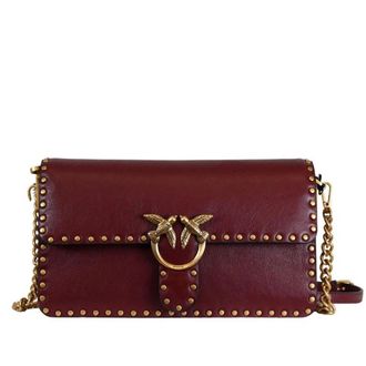 Pinko Love One Slouchy - Dames - Schoudertassen - Rood - ONE Size - Leer - Tassen