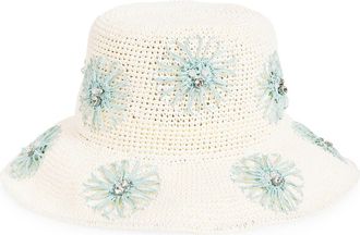 Karl Lagerfeld Floral Crochet Bucket Hat in Ivory at Nordstrom Rack