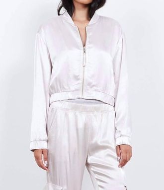 La Made The Eighties Silky Bomber Jacket In Dove