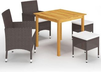 vidaXL Juego De Comedor De Jard&iacute;n De 5 Piezas Marr&oacute;n Vidaxl