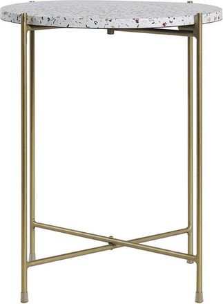 Miliboo Miliboo - Mesa Auxiliar Redonda De Terrazo Y Metal Dorado 40 Cm Di&aacute;m. Mezzo
