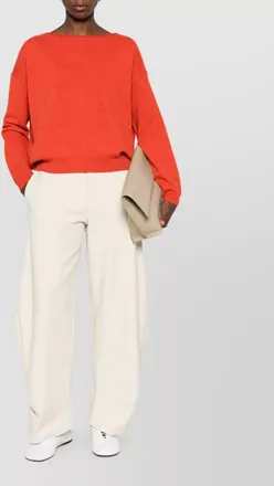 C.T. Plage cashmere boat neck long sleeve ribbed hem sweater