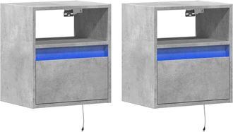 vidaXL Vidaxl - Muebles tv de pared luces led 2 uds gris hormigón 41x31x45 cm