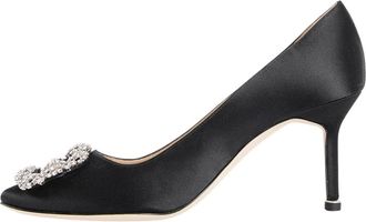 Manolo Blahnik Schoenen, Dames, Zwart, 37 EU, Satijn, Hangisi Pomp