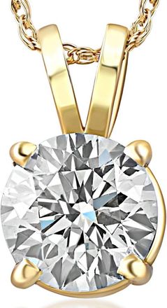 Pompeii3 2ct Round Diamond Solitaire Pendant 14k Yellow Gold Enhanced
