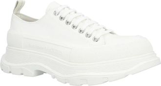 Alexander McQueen Witte Canvas Lage Sneaker - Heren - Sneakers - Wit - 43 1/2 EU - Schoenen
