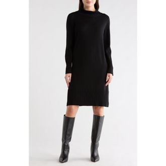 Eileen Fisher Turtleneck Long Sleeve Merino Wool Sweater Dress in Black at Nordstrom Rack, Size Xx-Small