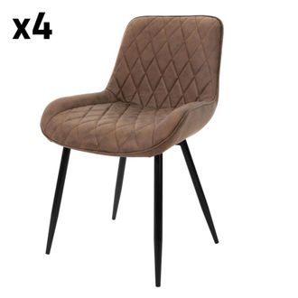 ML Design Lote de 4 sillas de acero, marr&oacute;n