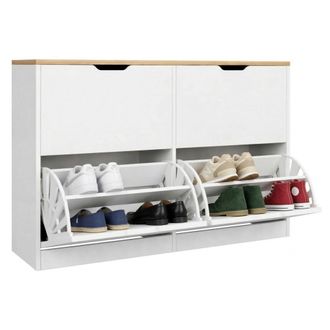 Dmora Zapatero Invorio, Mueble Para Zapatos 4 Estantes, 12 Pares, 4 Puertas, 121x30x79h Cm Blanco