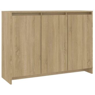 Berkfield Home Sideboard Sonoma Oak 102x33x75 cm Engineered Wood in Beige | Size: 102 x 33 x 75 cm